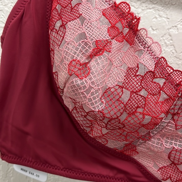 Free People Love Story Soft Bra With Hearts S Wine Combo - Picture 3 of 5